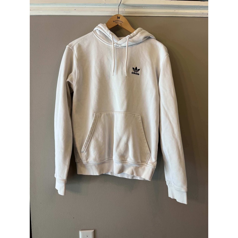 Adidas Originals Trefoil Essential Hoodie White Fleece Sweatshirt Mens XS